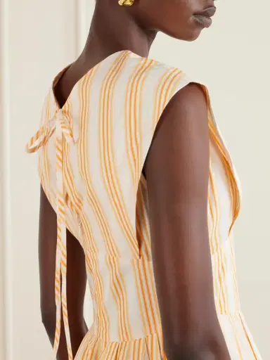 Rosie Assoulin In Full Bloom Gathered Striped Cotton-taffeta Midi Dress | Thumbnail 4