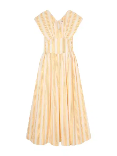 Rosie Assoulin In Full Bloom Gathered Striped Cotton-taffeta Midi Dress | Thumbnail 1