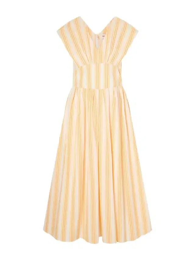 Rosie Assoulin In Full Bloom Gathered Striped Cotton-taffeta Midi Dress