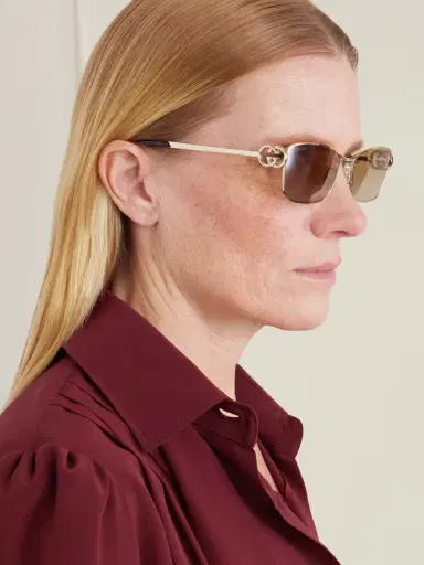 Gucci Eyewear Interlocking Gstuck Cat-eye Gold-tone And Acetate Sunglasses | Thumbnail 5
