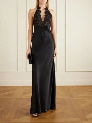 Nili Lotan Noemie Lace-trimmed Silk-satin Halterneck Midi Dress | Thumbnail 2 Nili Lotan Noemie Lace-trimmed Silk-satin Halterneck Midi Dress | Thumbnail 2