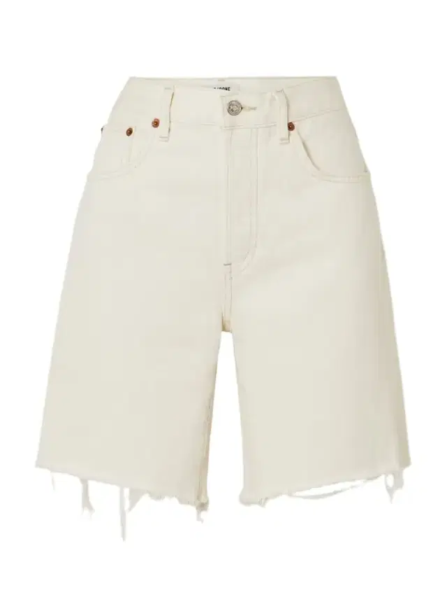 90s Comfort Frayed Organic Recycled-denim Shorts