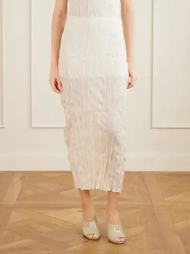 TOTEME Crinkled Knit Viscose Midi Skirt | Thumbnail 3 TOTEME Crinkled Knit Viscose Midi Skirt | Thumbnail 3