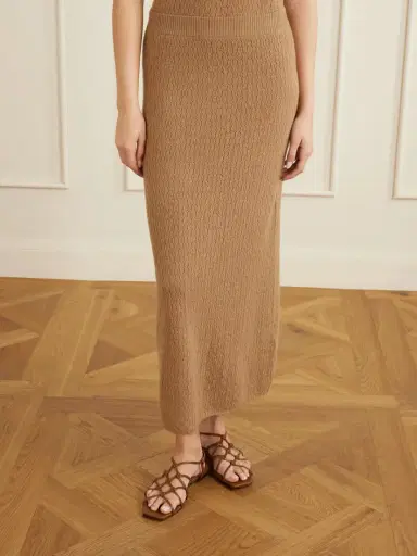 Le Kasha Sunnie Pointelle-knit Cashmere Midi Skirt | Thumbnail 3