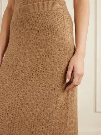 Le Kasha Sunnie Pointelle-knit Cashmere Midi Skirt | Thumbnail 5