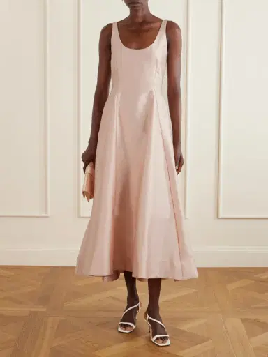 BERNADETTE Charles Paneled Pebble-crepe Midi Dress | Thumbnail 2