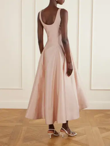 BERNADETTE Charles Paneled Pebble-crepe Midi Dress | Thumbnail 3