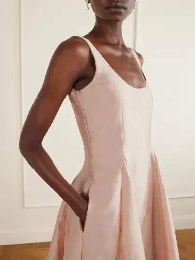 BERNADETTE Charles Paneled Pebble-crepe Midi Dress | Thumbnail 4