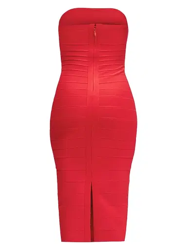 Hervé Léger Women's Cassidy Bandage Strapless Midi-Dress - Chili - Size XXS | Thumbnail 2 Hervé Léger Women's Cassidy Bandage Strapless Midi-Dress - Chili - Size XXS | Thumbnail 2