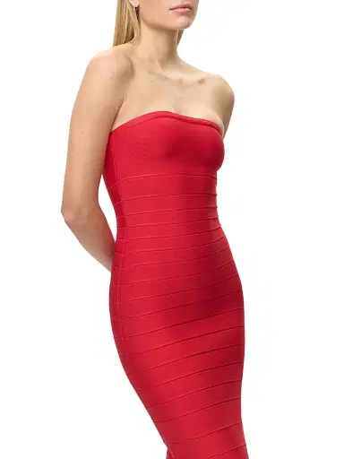 Hervé Léger Women's Cassidy Bandage Strapless Midi-Dress - Chili - Size XXS | Thumbnail 7 Hervé Léger Women's Cassidy Bandage Strapless Midi-Dress - Chili - Size XXS | Thumbnail 7
