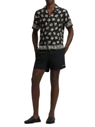 Ralph Lauren Purple Label Men's Amalfi Linen Swim Trunks - Classic Black | Thumbnail 2 Ralph Lauren Purple Label Men's Amalfi Linen Swim Trunks - Classic Black | Thumbnail 2