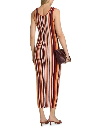 Ronny Kobo Women's Kerry Rib-Knit Striped Sheath Midi-Dress - Rust Multi | Thumbnail 5