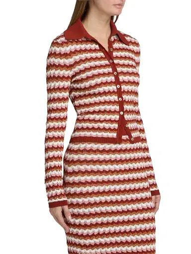 Ronny Kobo Women's Gavin Striped Knit Cardigan - Rust Combo | Thumbnail 4