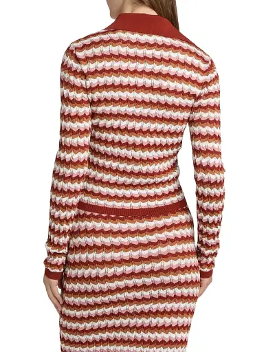 Ronny Kobo Women's Gavin Striped Knit Cardigan - Rust Combo | Thumbnail 5