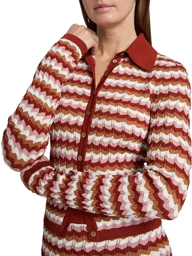 Ronny Kobo Women's Gavin Striped Knit Cardigan - Rust Combo | Thumbnail 6