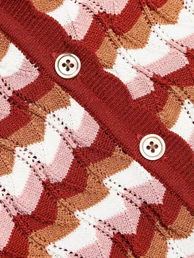 Ronny Kobo Women's Gavin Striped Knit Cardigan - Rust Combo | Thumbnail 7