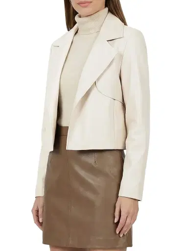 Gorski Women's Select Nappa Leather Bolero - Ivory - Size Large | Thumbnail 3