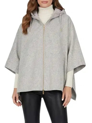 Gorski Women's Select Cashmere and Wool Blend Cape with Down Filled Hood | Thumbnail 2 Gorski Women's Select Cashmere and Wool Blend Cape with Down Filled Hood | Thumbnail 2