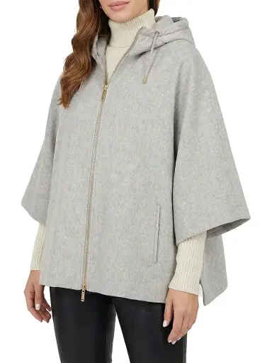 Gorski Women's Select Cashmere and Wool Blend Cape with Down Filled Hood | Thumbnail 3 Gorski Women's Select Cashmere and Wool Blend Cape with Down Filled Hood | Thumbnail 3