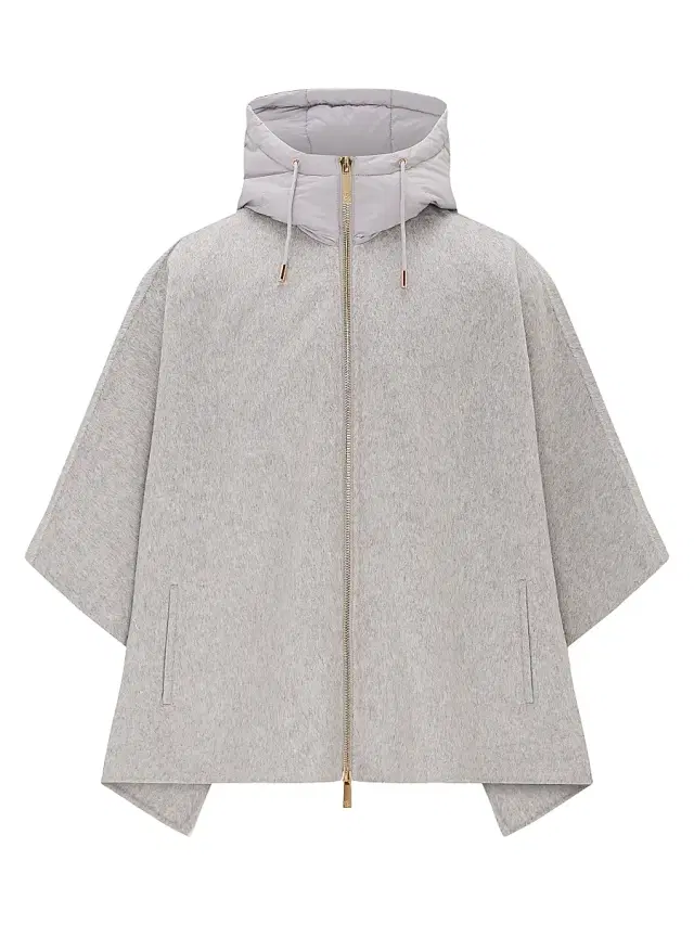 Gorski Women's Select Cashmere and Wool Blend Cape with Down Filled Hood - Light Grey