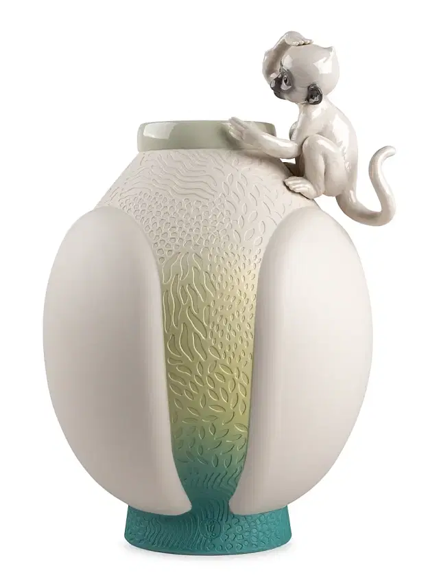 Lladro Porcelain Monkey Vase