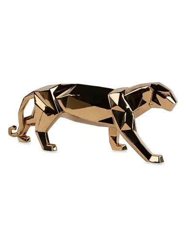 Lladro Origami Panther Porcelain Sculpture - Golden | Thumbnail 1 Lladro Origami Panther Porcelain Sculpture - Golden | Thumbnail 1
