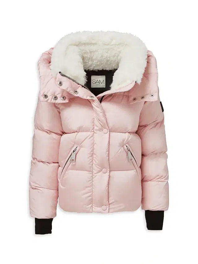 SAM. Little Girl's & Girl's Lara Hooded Down Jacket - Pink White