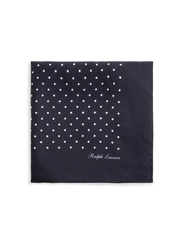 Men's Polka Dot Silk Pocket Square - Navy