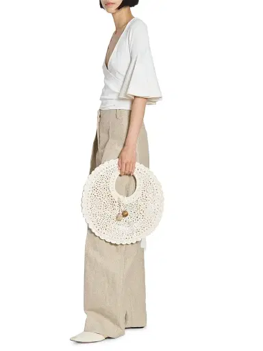 Jacquemus Women's Le Petit Raffia & Leather Bag - White | Thumbnail 2