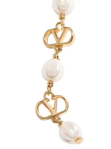 Valentino Garavani Women's VLogo Signature Earrings in Metal, Glass Beads, and Swarovski Crystals - Gold Multi | Thumbnail 2 Valentino Garavani Women's VLogo Signature Earrings in Metal, Glass Beads, and Swarovski Crystals - Gold Multi | Thumbnail 2