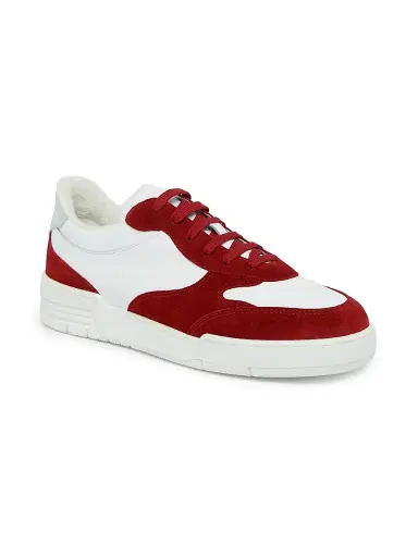 MOSCHINO Men's Leather Low-Top Sneakers - Red White Silver - Size 13 | Thumbnail 2 MOSCHINO Men's Leather Low-Top Sneakers - Red White Silver - Size 13 | Thumbnail 2