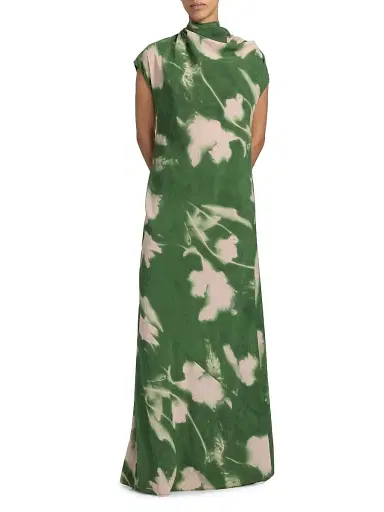 Lela Rose Women's Abstract Floral Crepe A-Line Gown - Cactus - Size 10 | Thumbnail 2
