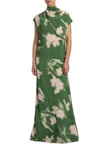Lela Rose Women's Abstract Floral Crepe A-Line Gown - Cactus - Size 10 | Thumbnail 3