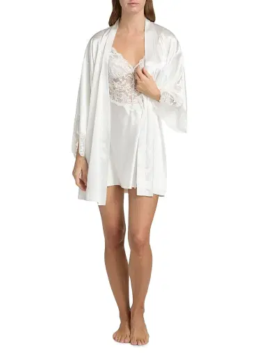 In Bloom Women's Lorena Lace-Trim Satin Robe - Ivory - Size XL | Thumbnail 2 In Bloom Women's Lorena Lace-Trim Satin Robe - Ivory - Size XL | Thumbnail 2