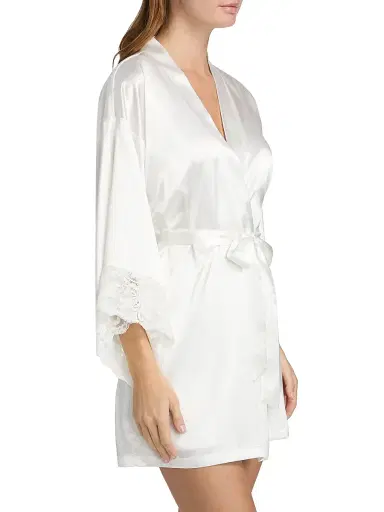 In Bloom Women's Lorena Lace-Trim Satin Robe - Ivory - Size XL | Thumbnail 4 In Bloom Women's Lorena Lace-Trim Satin Robe - Ivory - Size XL | Thumbnail 4