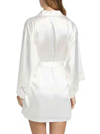 In Bloom Women's Lorena Lace-Trim Satin Robe - Ivory - Size XL | Thumbnail 5 In Bloom Women's Lorena Lace-Trim Satin Robe - Ivory - Size XL | Thumbnail 5