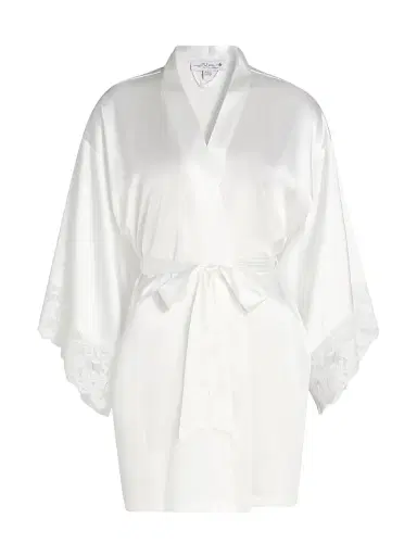 In Bloom Women's Lorena Lace-Trim Satin Robe - Ivory - Size XL | Thumbnail 1 In Bloom Women's Lorena Lace-Trim Satin Robe - Ivory - Size XL | Thumbnail 1