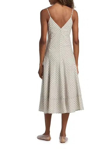 Derek Lam 10 Crosby Women's Sable Mini Check Cotton-Blend Midi-Dress - Army Green Multi | Thumbnail 5 Derek Lam 10 Crosby Women's Sable Mini Check Cotton-Blend Midi-Dress - Army Green Multi | Thumbnail 5