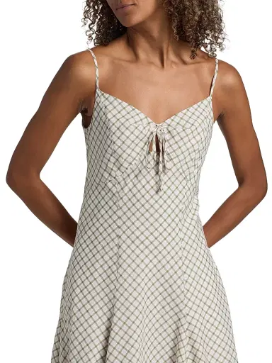 Derek Lam 10 Crosby Women's Sable Mini Check Cotton-Blend Midi-Dress - Army Green Multi | Thumbnail 6 Derek Lam 10 Crosby Women's Sable Mini Check Cotton-Blend Midi-Dress - Army Green Multi | Thumbnail 6