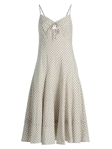 Derek Lam 10 Crosby Women's Sable Mini Check Cotton-Blend Midi-Dress - Army Green Multi | Thumbnail 1 Derek Lam 10 Crosby Women's Sable Mini Check Cotton-Blend Midi-Dress - Army Green Multi | Thumbnail 1