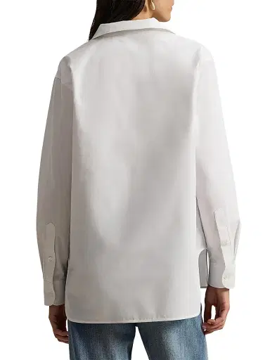 Polo Ralph Lauren Women's Lace-Up Bib Cotton Shirt - White | Thumbnail 4