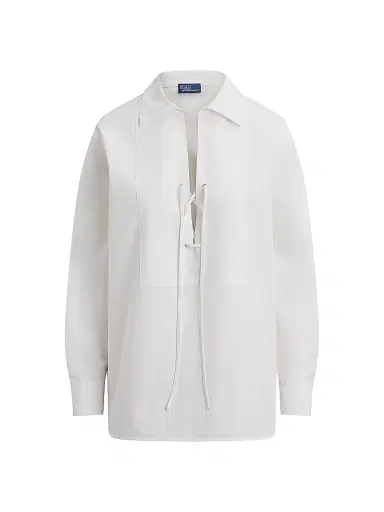 Polo Ralph Lauren Women's Lace-Up Bib Cotton Shirt - White | Thumbnail 1