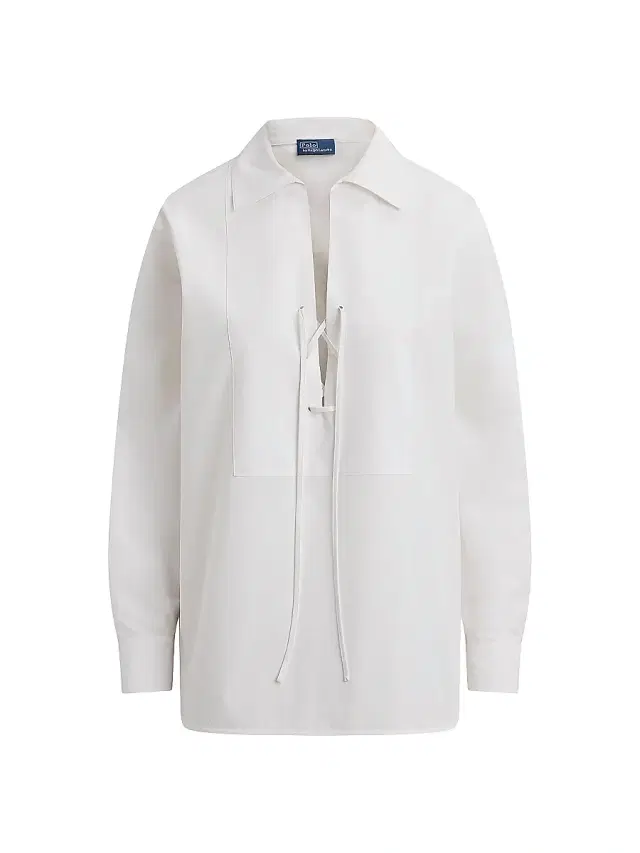 Polo Ralph Lauren Women's Lace-Up Bib Cotton Shirt - White