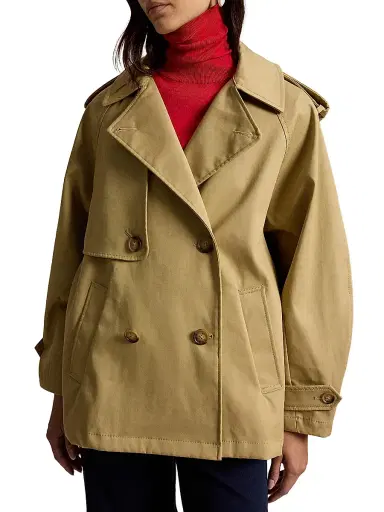 Polo Ralph Lauren Women's Cotton-Twill Balloon Trench Coat | Thumbnail 3