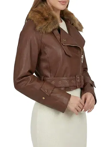 Gorski Women's Select Nappa Leather Jacket with Detachable Toscana Lamb Collar - Cognac - Size Large | Thumbnail 5
