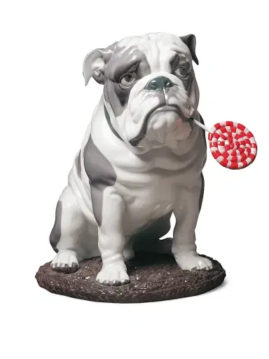 Lladro Porcelain Bulldog with Lollipop Dog Figurine | Thumbnail 1 Lladro Porcelain Bulldog with Lollipop Dog Figurine | Thumbnail 1
