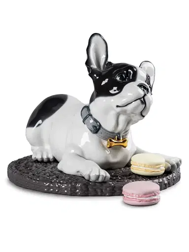 Lladro Porcelain French Bulldog with Macarons Dog Figurine | Thumbnail 1 Lladro Porcelain French Bulldog with Macarons Dog Figurine | Thumbnail 1