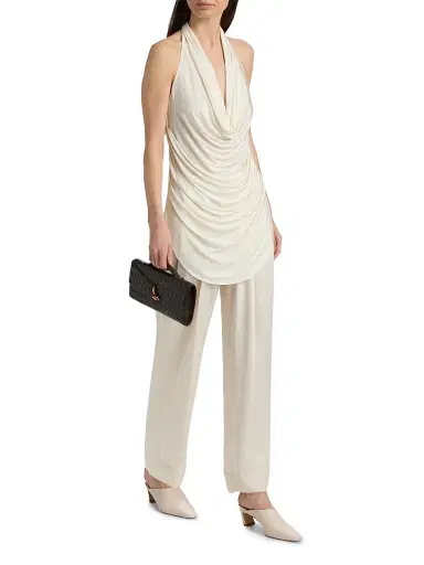 Lapointe Women's Draped Jersey Cowlneck Top - Cream - Size XL | Thumbnail 2