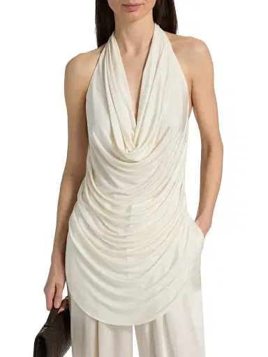 Lapointe Women's Draped Jersey Cowlneck Top - Cream - Size XL | Thumbnail 3