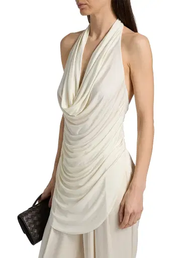 Lapointe Women's Draped Jersey Cowlneck Top - Cream - Size XL | Thumbnail 4